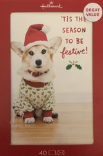 HALLMARK BOX OF 40 CHRISTMAS Cards w/ Envelopes ~ "Tis the Season" ~ New Dog 