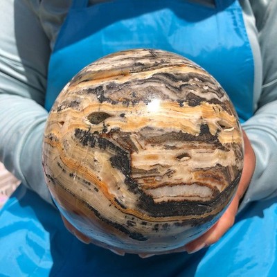 7.67LB Natural Striped Agate Ball Quartz Crystal Sphere reiki healing