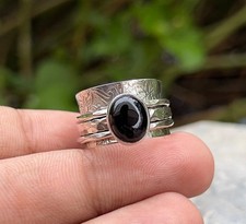 Handmade Sterling Silver Black Onyx Spinner Ring: Anxiety Relief JewelryAll Size