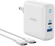Anker - PowerPort PD 60W GaN Fast Charger and USB-C to C Cable 6ft for Macboo...