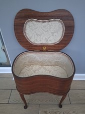 Vintage Morco Kidney Shaped Sewing Box On Legs Lift Up Top VGC
