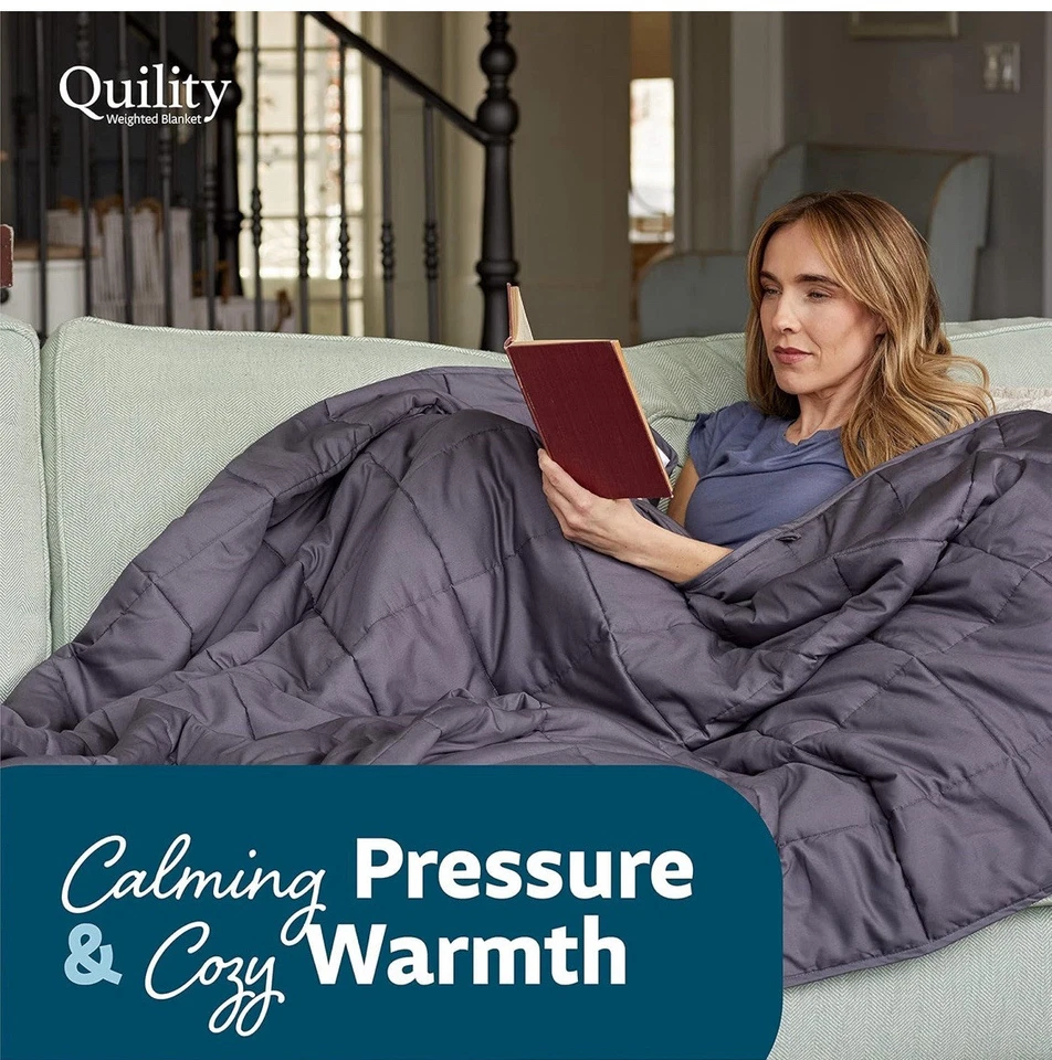 Quility Weighted Blanket for Adults (20 LB 60 x 80, Full Size) Gray - Image 3 of 4