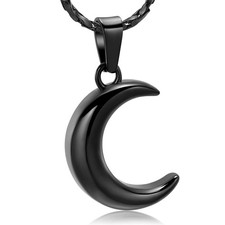 Cremation Jewelry for Ashes Moon Urn Necklace Stainless Steel Memorial Lock - 02