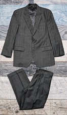 Jos A Bank 2-Piece Suit Men's 41R Pants 36x30 Cuffed Windowpane Gray Classic