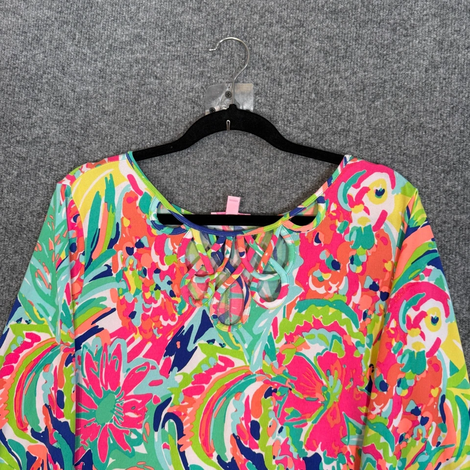 Lilly Pulitzer Dress Womens XL Floral Palm Colorful Performance Stretch Bohemian - Image 3 of 4