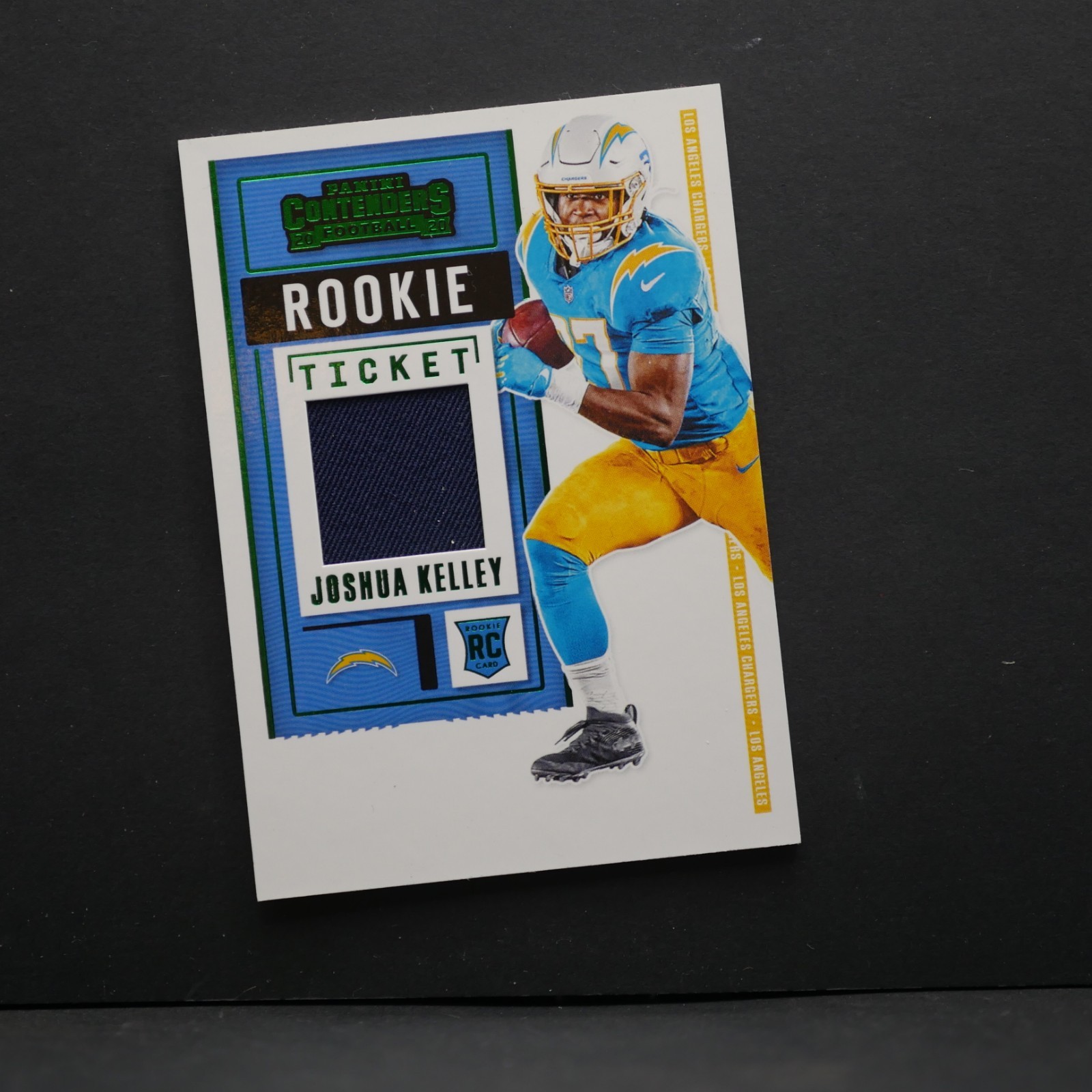 2020 Panini Contenders - Rookie Ticket Swatches Joshua Kelley #RTS-JKE (MEM, RC)