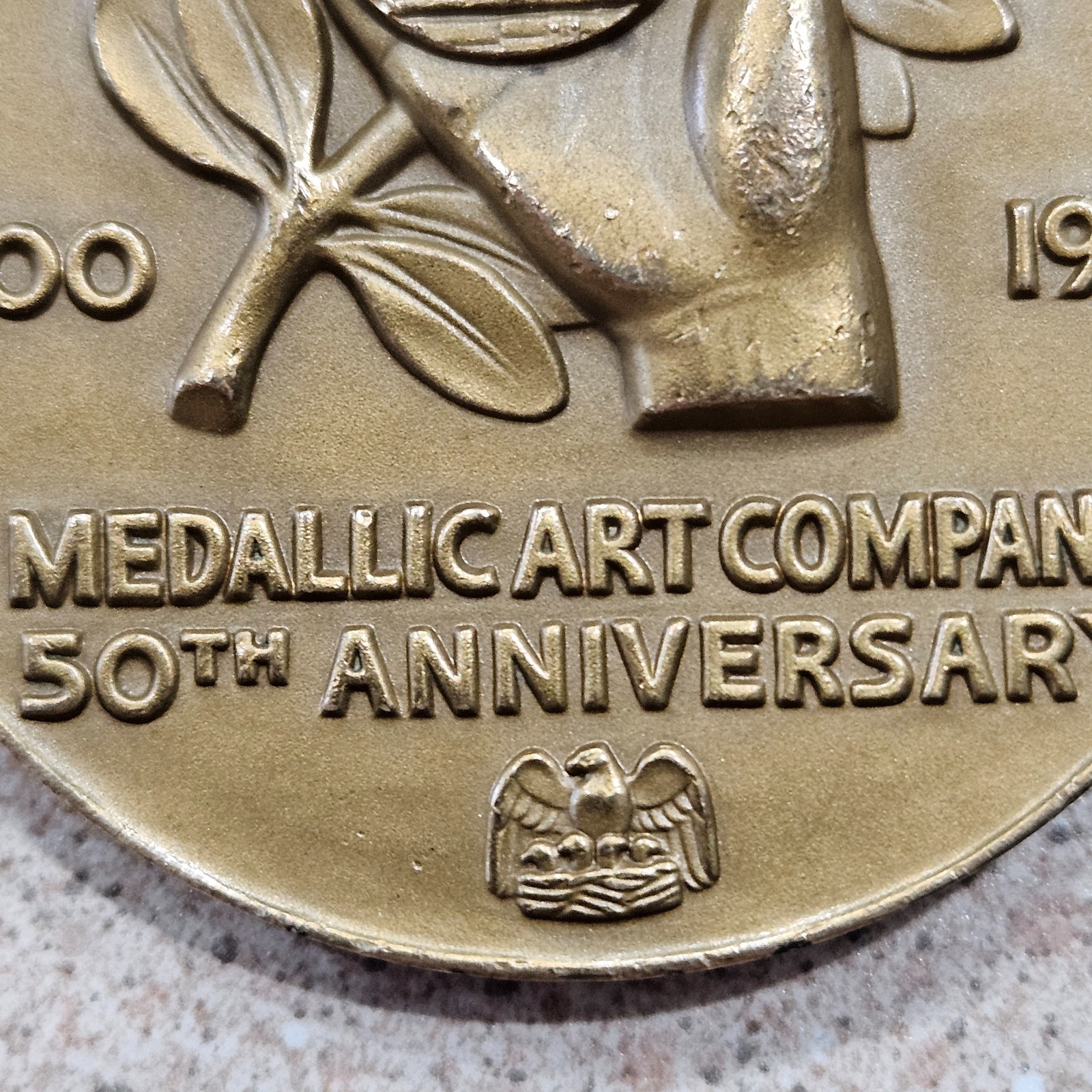 Vintage 1900-1950 Medallic Art Company 50th Anniversary 2 Inch Bronze Medallion