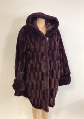 Plush Faux Fur Teddy Bear Coat Reversible Jacket Womens 3X