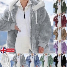 Women's Fleece Jacket Thermal Lined Hooded Coat, Warm Fluffy Outwear Plus Size