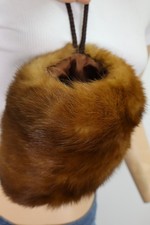 Women's MINT Mink Fur Hand Muff Wristlet Small