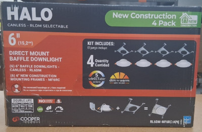 HALO 6 in. RLDM Regressed Canless Downlight with Mounting Frame (4-Pack) *A2