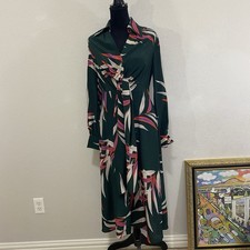 Diane Von Furstenberg Quincy Hunter 100% Silk Wrap Effect Midi Dress, STUNNING! 