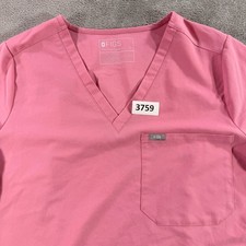 FIGS Scrub Top Women XL Pink V-Neck Technical Collection FW1000 Pocket Shirt