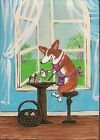 5x7 Print Of Painting Pembroke Welsh Corgi Ryta Folk Art Easter Eggs Basket