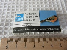 RSPB VINTAGE NO 13 BULLFINCH "FOR BIRDS FOR PEOPLE FOR EVER" RARE PIN BADGE