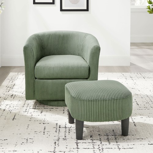 Swivel Accent Chair 360° Comfy Recliner Corduroy Arm Chair Single Sofa with Otto - Picture 6 of 8