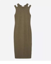 RD STYLE Womens XST Midi Dress Sleeveless Bodycon Cut Out Shoulder Slip On Green