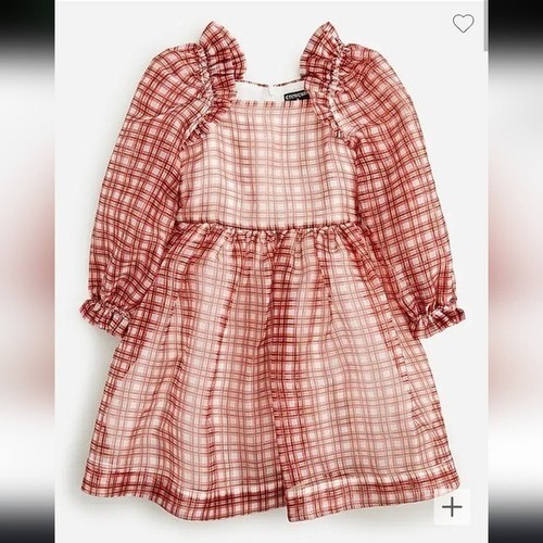 J. Crew Girls Fairy Tale Mini Dress In Organza Red Plaid Little Girl Size 8 NWT - Picture 2 of 12