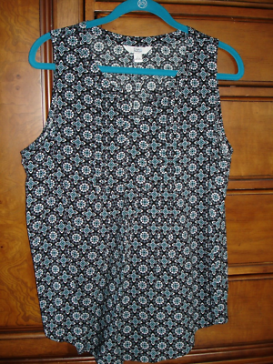 women's croft & barrow print pleated tank