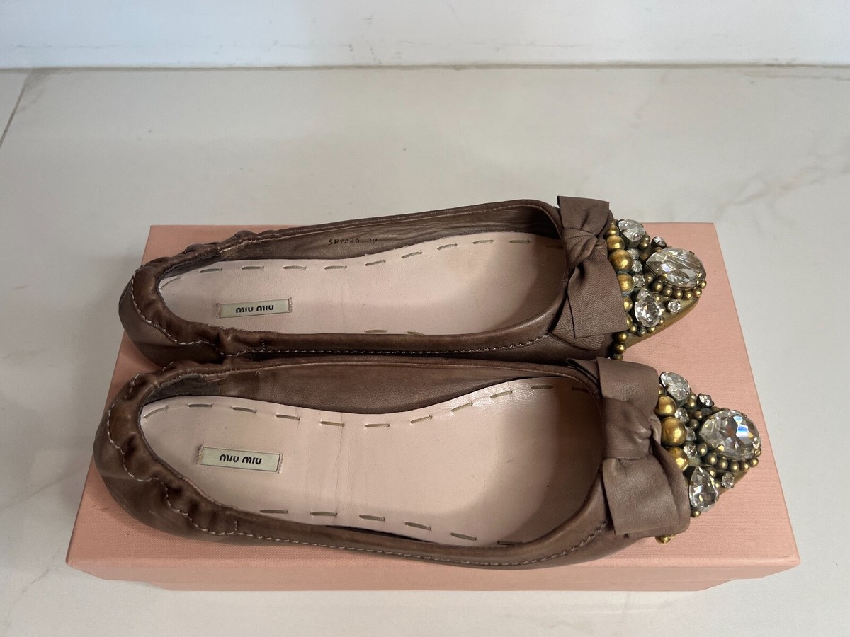 Bow Flats Miu Miu Jeweled Flats Miu Miu Crystal Embellished