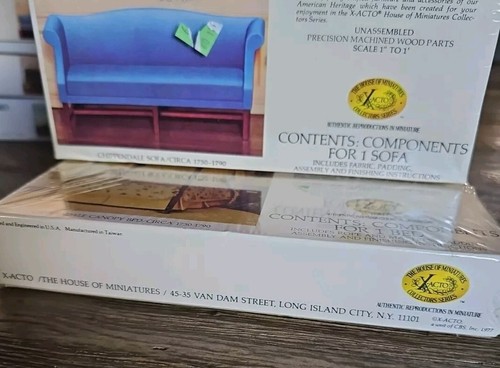 NEW House of Miniatures Chippendale Canopy Bed & Sofa vintage 1977 X-Acto Sealed - Picture 2 of 6