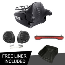 King Trunk Rack Pad Speakers W/ Light Fit For Harley Electra Road Glide 14-25 16