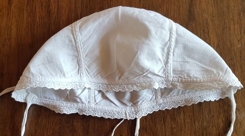 POUPÉE-5 bonnets blancs en coton et dentelle- tours de têtes de 32 cm à 40 cm - Picture 9 of 10