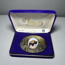 Artistic Impressions Cast Brass with Bison Painted Porcelain Belt Buckle