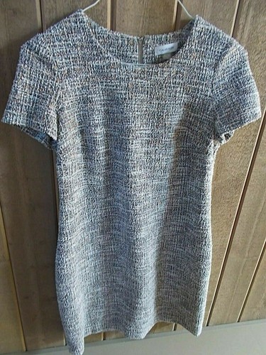 White Black Short Sleeve Tweed Dress 