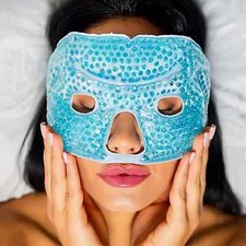 Full Face GEL BEAD MASK Soft & Comfy Head Ache Migraine Pain Relief HOT/COLD