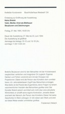 Einladungskarte/Invitation Card:Heinz Breloh Vater,Mutter,Kind als Bildhauer1994