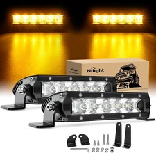 Nilight 7 Inch Amber Single Row Led Light Bar Super Slim 2PCS 30W LED Lights