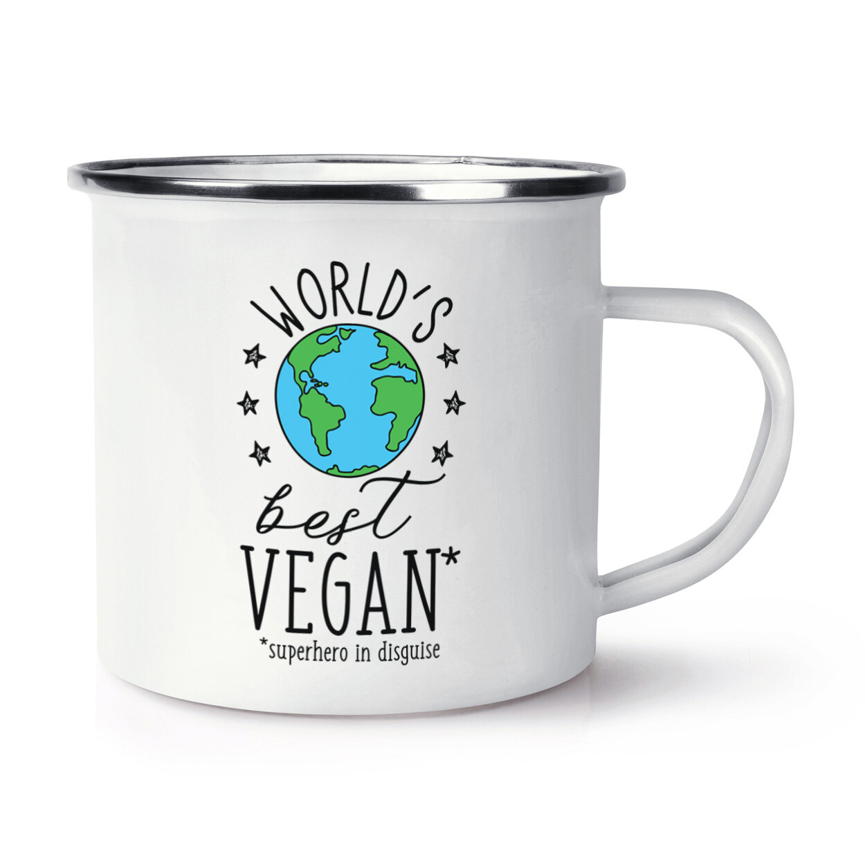 World's Best Vegan Enamel Mug Cup Funny Joke Favourite Healthy