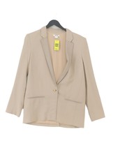 Helmut Lang Women's Blazer Uk 8 Cream Viscose With Spandex, Wool Overcoat