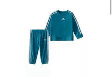 Adidas Teal Blue White Fleece Jogger Pants 2 Piece Set Size 24M 2T NWT