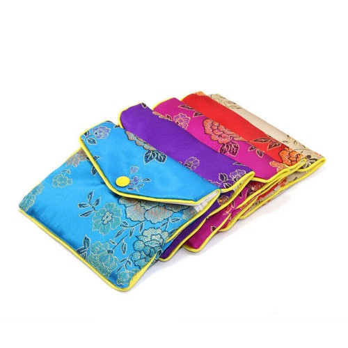 10X Brocade Damask Ethnic Bags Retro Pouch Embroidered Floral for Anneau - Picture 2 of 23