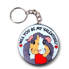 Calico Guinea Pig Valentines Day Keychain Handmade Art Gift Accessory