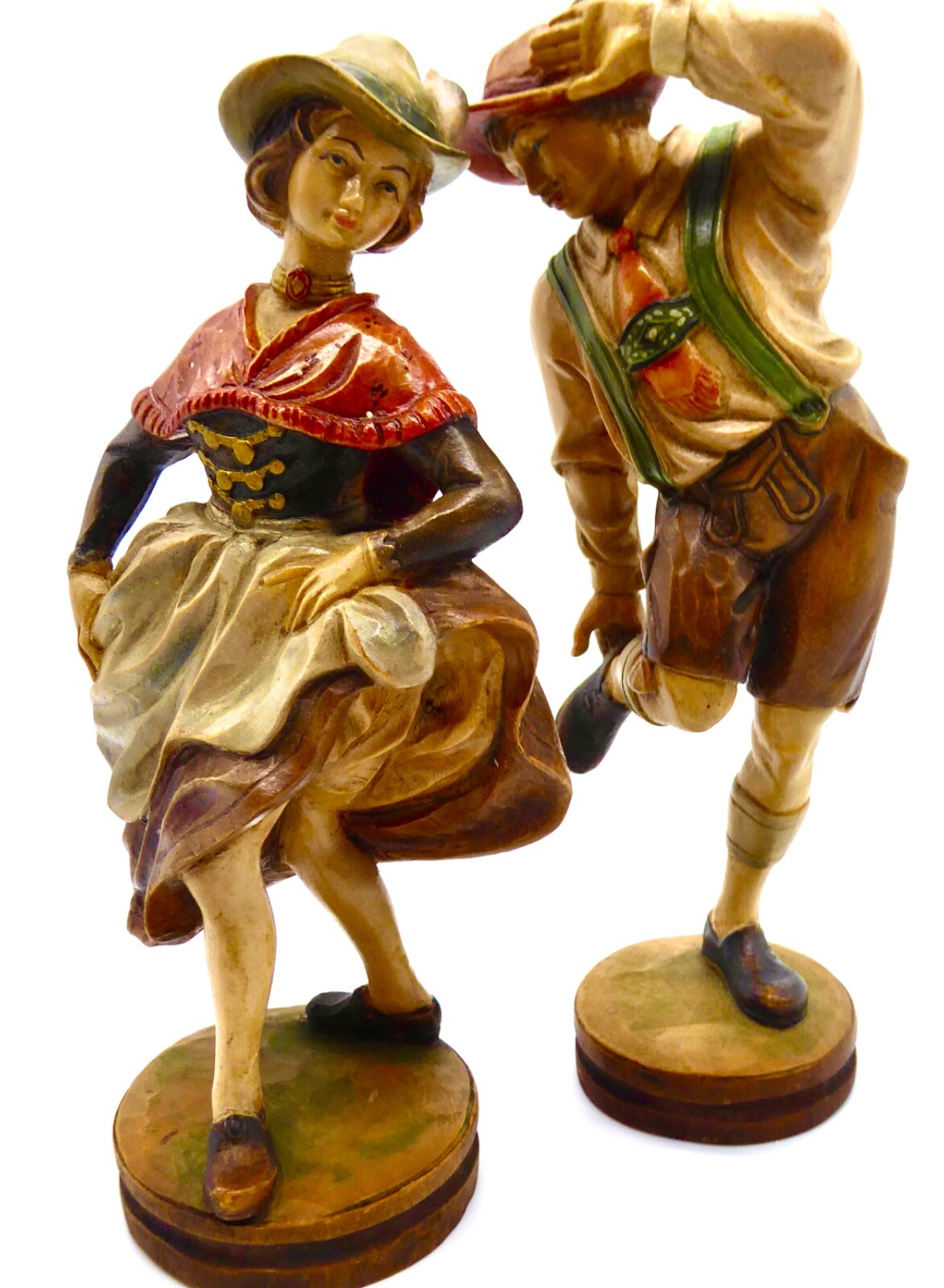 Trachtenpaar Tanzend Grödner Tal - Geschnitzte Figur, Handarbeit