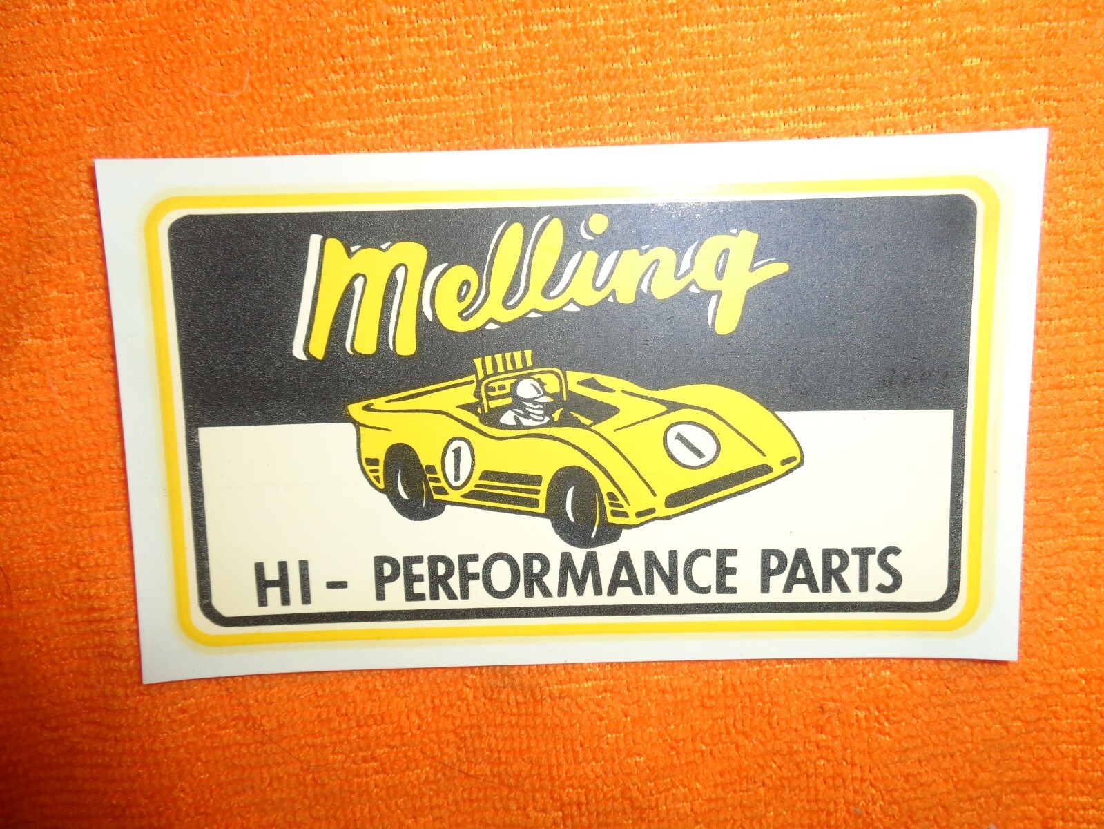 MELLING HI-PERFORMANCE PARTS RACING CAR WATER DECAL NEW ORIGINAL! VINTAGE 4 1/2