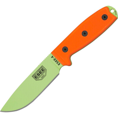 ESEE Model 4 Messer mit 1095HC Klinge, oranger G10 Griff, Kydex-Scheide mit Clip