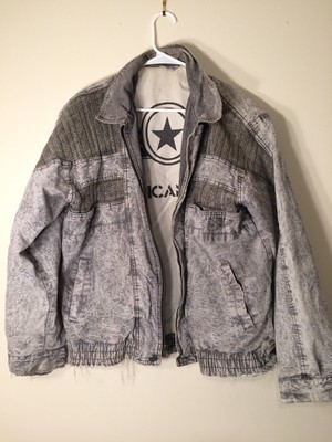 black acid wash denim jacket womens