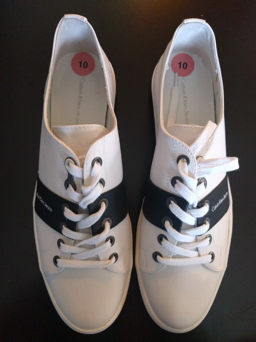 Calvin Klein Women Shoes White Jeans Sneakers Malin Flats Size 10 New
