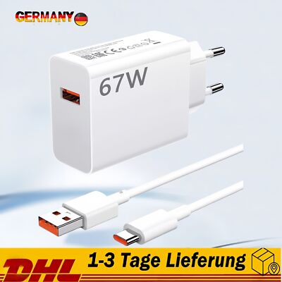  Für Xiaomi 67W Schnell Ladegerät Netzteil 6A USB-C Kabel Redmi Note10/11/12Pro