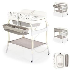 Babyshoppen Babywickeltisch mit Badewanne 2 in 1 Garda, klappbar, Rollen, Gurt
