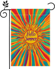 Hello Sunshine Summer Garden Flag for outside 12X18 Inch Double Sided Burlap Col