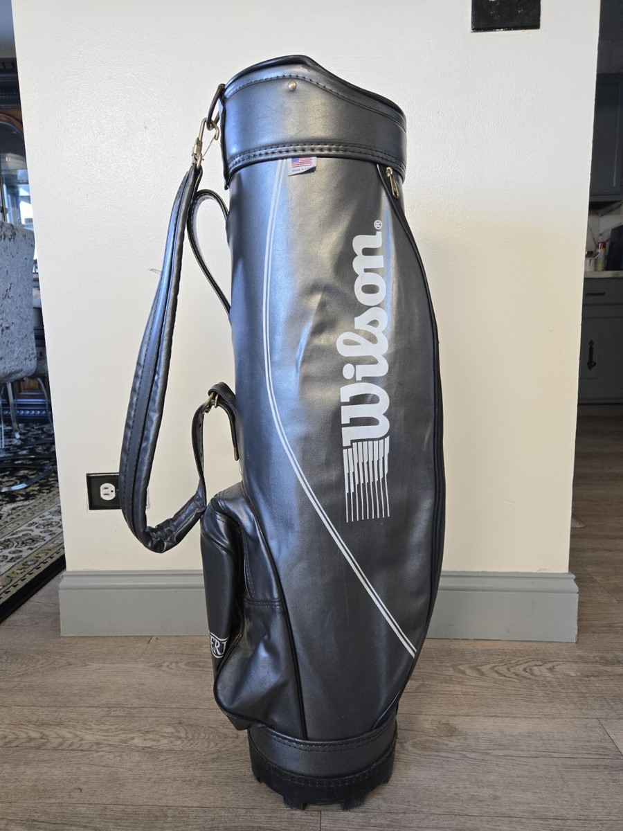 Vintage WILSON Leather 1 Divider Cart Golf Bag Gray 3ft | eBay
