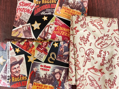 Vint. Fabric 5 Yards X 42" Wide Roy Rogers Happy Trails (3 Pieces) New! Kaufman