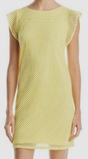 $360 Adrianna Papell Women's Yellow Diamond-Jacquard Zip Back Shift Dress Size 8