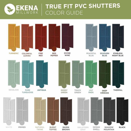 Ekena Millwork Louvered Shutters True Fit PVC Two Equal Unfinished (Per Pair) - Picture 10 of 12
