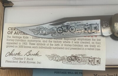 BUCK 110 HARLEY DAVIDSON KNIFE NEVER USED IN BOX N2** | eBay